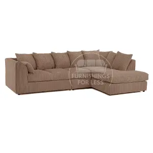 Luxor Coffee Jumbo Cord Large 5 Seater Corner Sofa Long Right Hand Facing