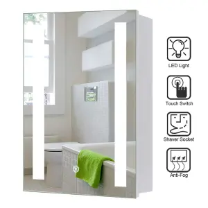 LED Lighted Bathroom Mirror Single Door Cabinets 45 x 60cm