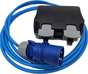 HDIUK - (15 Metres) 16 Amp Plug to Twin 13A RCD Protected IP66 Outdoor Socket Extension