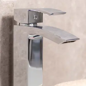 Stark Polished Chrome Deck-mounted Tall Basin Mono Mixer Tap