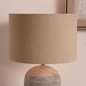 40cm Natural Brown Linen Drum Table Lampshade Modern Cylinder Floor Lamp Shade