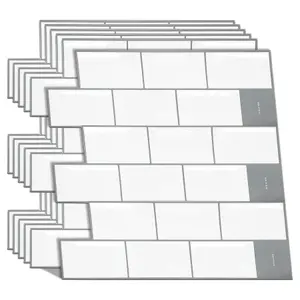 3D Tile Stickers Peel & Stick Backsplash London Metro Classic Brick Brilliant White 24 Sheets 30.5cm(12")