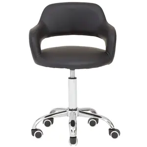 Maison by Premier Black PU Home Office Chair with Curved Back