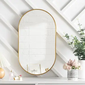 Loy Oval Metal Framed Wall Mounted Vanity Mirror Gold