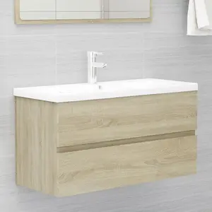 Berkfield Sink Cabinet with Built-in Basin Sonoma Oak Engineered Wood