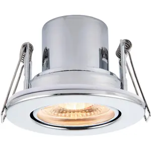 Recessed Tiltable Ceiling Downlight - Dimmable 8.5W Warm White LED Chrome Plate