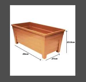 2 x 55cm Grosvenor Trough Plastic Patio Planter Rectangle 55cm Terracotta Colour