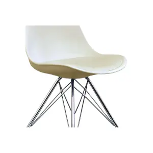 Soho Vanilla Plastic Dining Chair with Chrome Metal Legs