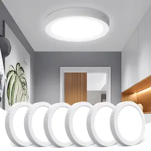 Aigostar's 12W LED Ceiling Light, 1350LM, 6500K, 6-pack