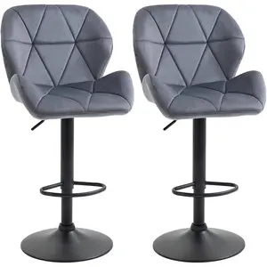 Nussbaum Height Adjustable Swivel Bar Stool (Set of 2) Grey