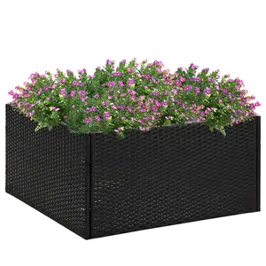 Berkfield Garden Planter Black 80x80x40 cm Poly Rattan