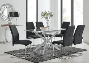 LIRA 120 Extending Dining Table and 6 Black Lorenzo Chairs