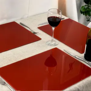 Harbour Housewares - Glass Placemats - 40cm x 30cm - Red - Pack of 6