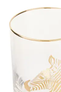 Interiors by Premier Zebra Print Glass Tumbler, Handcrafted 380ml Tumbler Glassware, Safari-Inspired Tall Tumbler For Wine