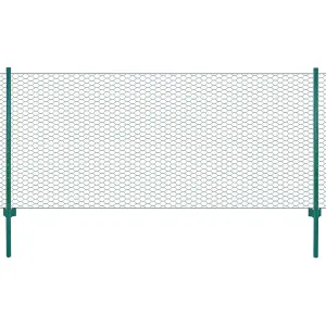 Berkfield Wire Mesh Fence with Posts Steel 25x0.5 m Green