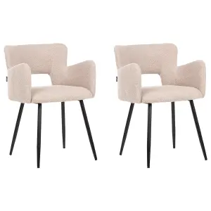 Set of 2 Dining Chairs SANILAC Boucle Beige