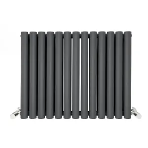 Anthracite Oval Tube 600x767mm Horizontal Double Panel Heated Towel Radiator