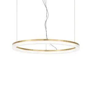 Ideal Lux Crown Integrated LED Pendant Ceiling Light Brass 4300Lm 3000K