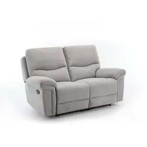 Fosse 1 + 2  Seater Manual Recliner Fabric Modern Living Sofa Light Grey