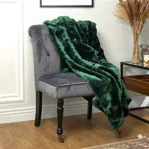 Hibernate Collection Soft Faux Mink Throw Thick Luxury Blanket - King Emerald Green