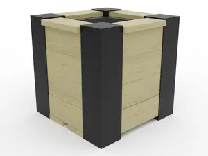 RusticRidge wooden planter, 400x400x400