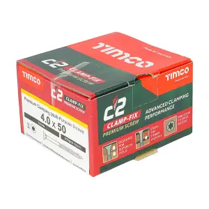 TIMCO C2 Clamp-Fix Multi-Purpose Premium Countersunk Gold Woodscrews - 4.0 x 50 (200pcs)