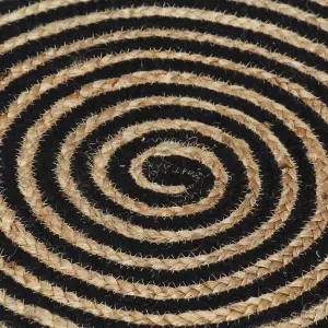 Handmade Rug Jute with Spiral Design Black 90 cm