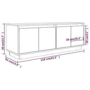 Berkfield TV Cabinet White 110x34x40 cm Solid Wood Pine