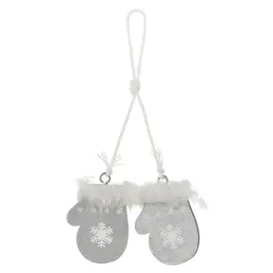 6 Piece Christmas Hanging Figurine Ornament Set White