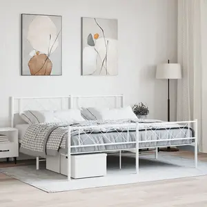 Berkfield Metal Bed Frame with Headboard and Footboard White 183x213 cm