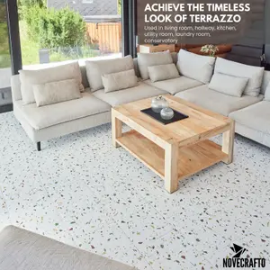 Vinyl Floor Tiles Self Adhesive - 30 Pack Covers 59.9 sqft (5.57 sqm) - Rectangle Tile Size (30.4 x 60.9cm) - Terrazzo Effect