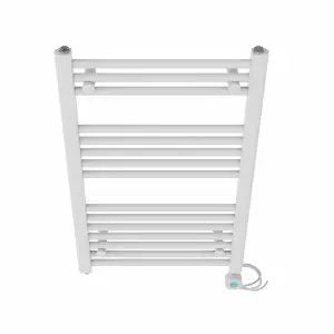 Right Radiators Prefilled Thermostatic WiFi Electric Heated Towel Rail Straight Bathroom Ladder Warmer - White 800x500 mm