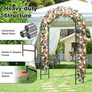 COSTWAY Garden Trellis Pergola Outdoor Metal Arbour Archway with Trellises