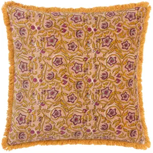 Paoletti Filagree Floral Cotton Velvet Polyester Filled Cushion