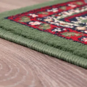 Traditional Green Bordered Floral Rug For Dining Room-120cm X 160cm