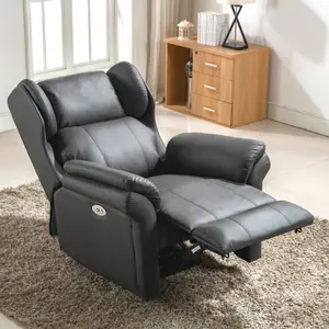 Electric Powered Recliner Chair With Wingback Design And USB Charger Port In Slate Bonded Leather