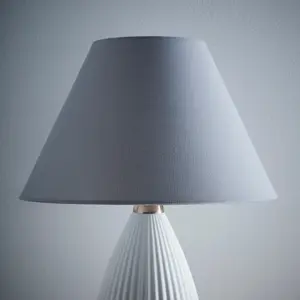 14" Grey Textured Linen Fabric Coolie Lampshade Modern Table Lamp and Floor Lamp Cone Light Shade