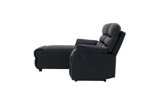 Carter 3 Seater Sofa With Left-Hand Chaise and Right-Hand Recliner, Black Faux Leather