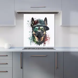 German Shepherd Splashart Premium Glass Kitchen Splashback W600mm x H750mm