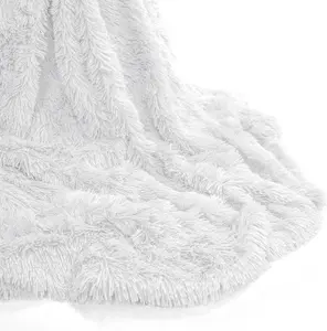 Teddy Fur Throw Blanket With Reversible Plain Sherpa Teddy Fleece Luxury Fluffy Fur Throw Blanket