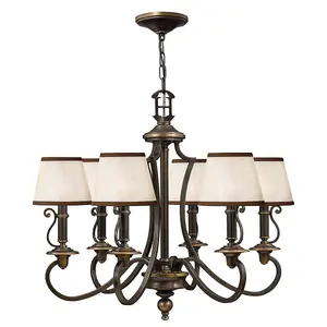 Elstead Plymouth 6 Light Multi Arm Chandelier Olde Bronze Finish, E14