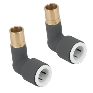 SPARES2GO Radiator Valve Reducing Elbow Stem Compression 15mm x 15mm Pushfit Anthracite (Pack of 2)