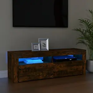 Berkfield TV Cabinet with LED Lights Smoked Oak 120x35x40 cm