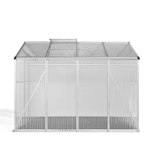 Polycarbonate Greenhouse Aluminium Frame Walk In Garden Green House,Silver 8x6 ft