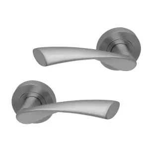 UAP Door Handle - Pair - Lever on Rose - Zeta - Latch Pack - Complete Set - Satin Nickel