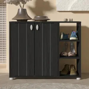 GFW Bideford Shoe Cabinet Rustick Black Oak