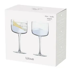 Wave Gin Glasses (Set of 2) Clear/Silver