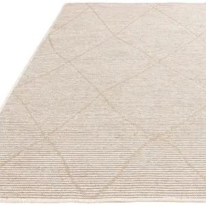 Cream Geometric Modern Rug Easy to clean Living Room and Bedroom-160cm X 230cm