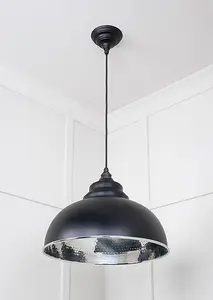 Hammered Nickel Harborne Pendant in Elan Black