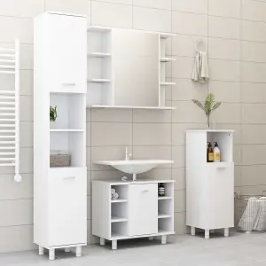 Berkfield Bathroom Mirror Cabinet White 80x20.5x64 cm Engineered Wood